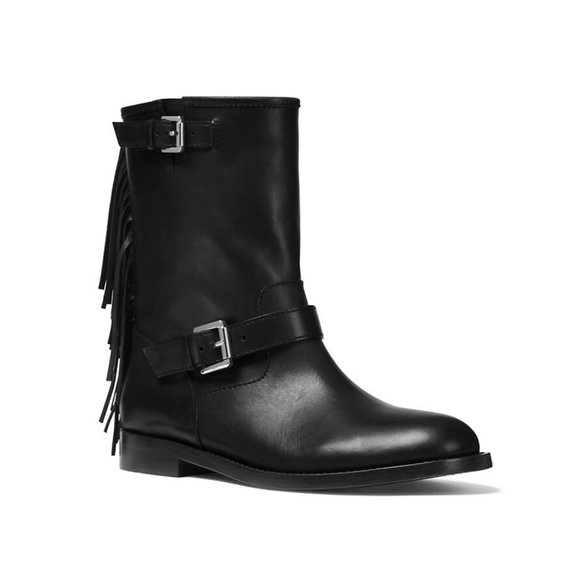 New Michael Kors Collection Ingrid Fringe Leather Moto Western Rock & Roll Boots - Picture 4 of 15